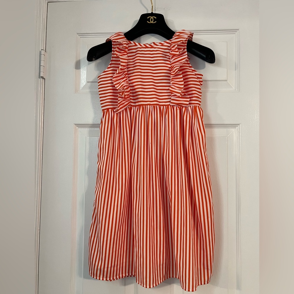 A.T.U.N. All Things Uber Nice Red & white striped, ruffle sleeve dress size 8 9